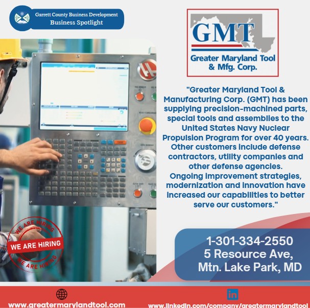 Todays Business Spotlight 📣 is on the Greene Turtle!
"Greater Maryland Tool & Manufacturing Corp. (GMT) has been supplying precision-machined parts, special tools and assemblies to the United States Navy Nuclear Propulsion Program for over 40 years. Other customers include defense contractors, utility companies and other defense agencies.
Ongoing improvement strategies, modernization and innovation have increased our capabilities to better serve our customers."